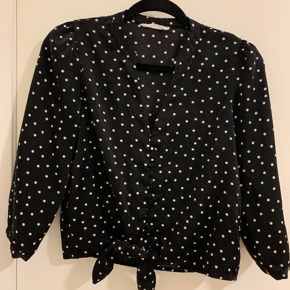 Polka Dot Button-Up Blouse